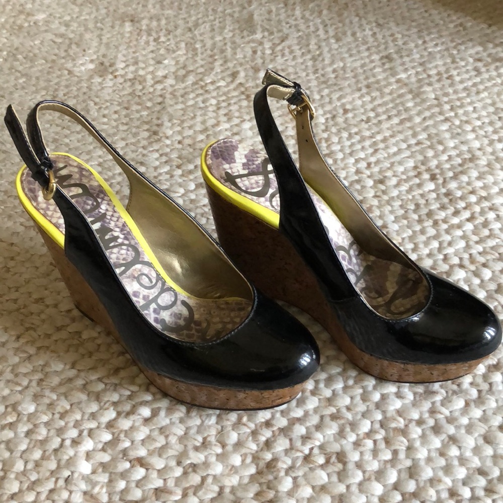 Sam Edelman Black Patent Wedges